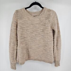 Banana Republic Neutral Tan Italian Wool Yarn Metallic Open Tulip Hem Back XS